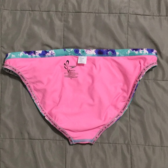 Speedo Missy Franklin Bikini Set, Purple/Aqua/Pink/White Floral Print, Large - Picture 2 of 4
